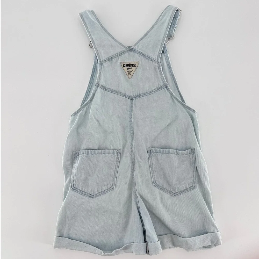 OSHKOSH B'GOSH Girls Denim Shortalls 5T Light Wash Heart Pocket Overalls